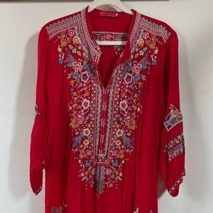 Johnny Was Red embroidered top, L